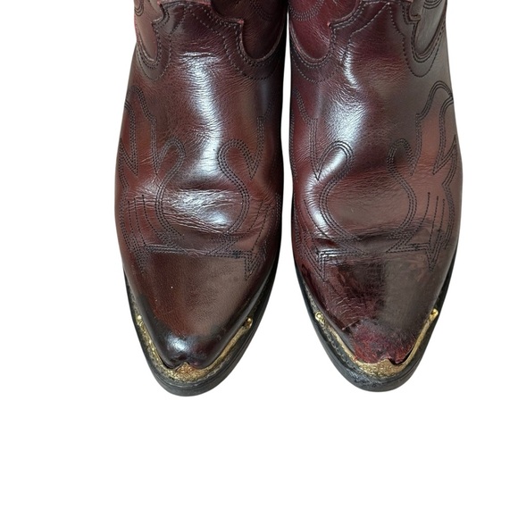 Durango Black Cherry Western Cowboy Boots TR655 Mens Size 8.5D Gold Toe Burgundy - Picture 6 of 11